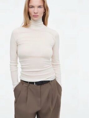 COS Merino Wool Sheer Turtleneck – Minimalist Modern Neutral Essential
